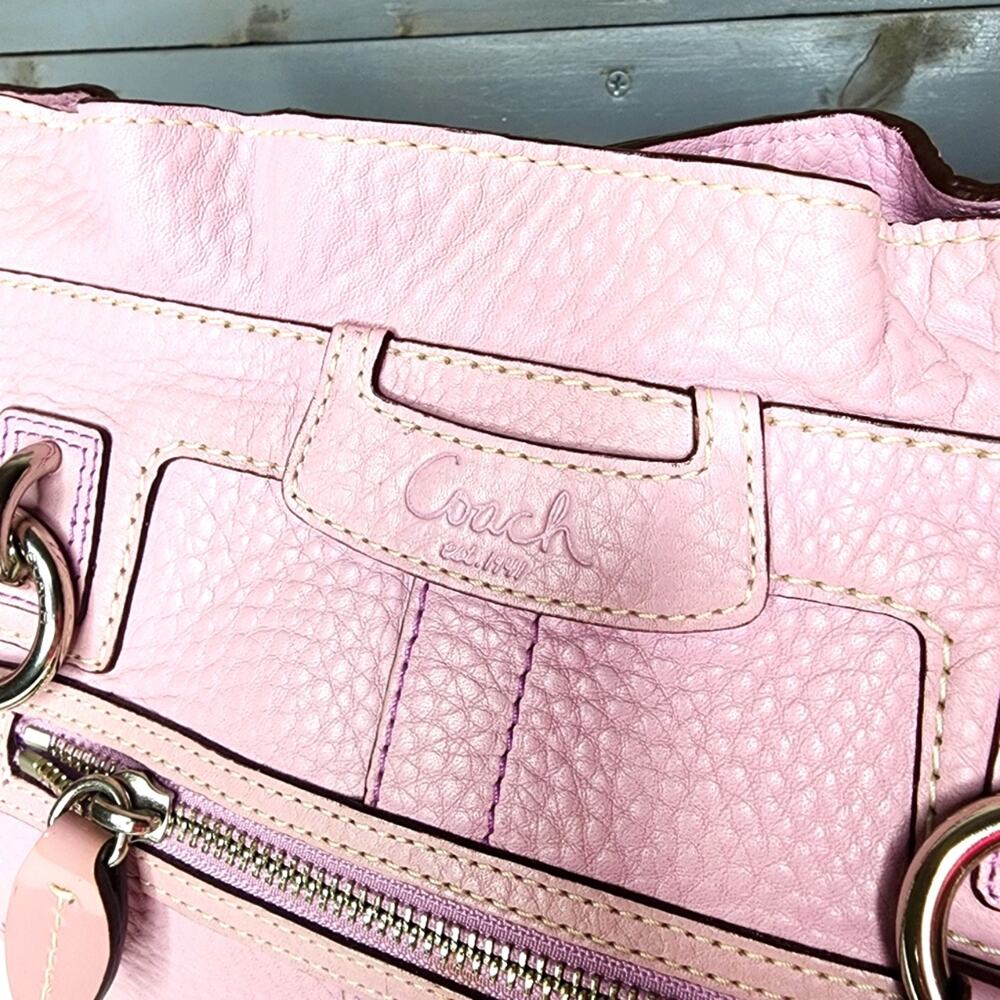 Coach Penelope Leather Satchel Handbag Lilac Purple Leather Bag Silver Hardware - Picture 9 of 15